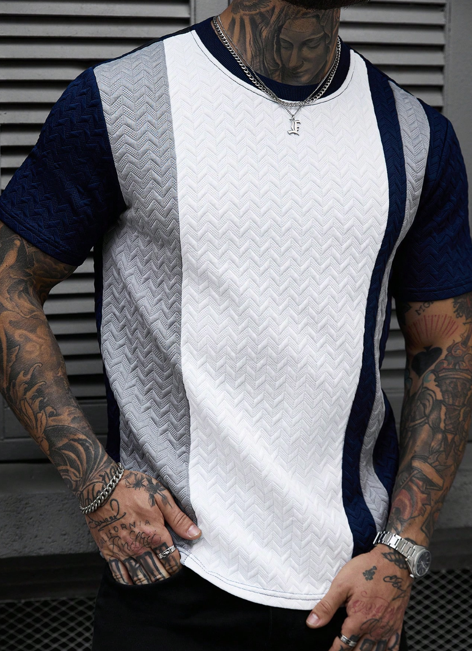 Camisa Contrast Texture Tee™ – Moderna. Sofisticada. Distintiva.